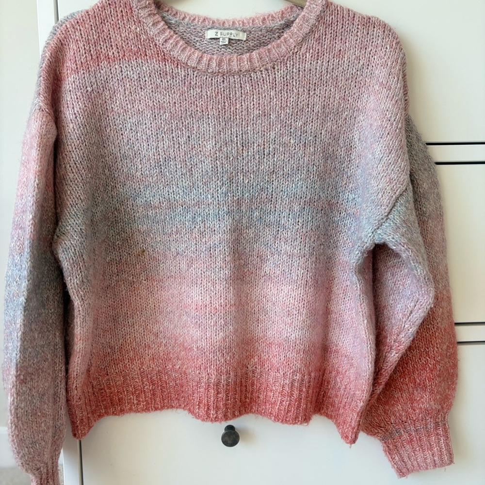 Z Supply Pink and Gray Gradient Sweater